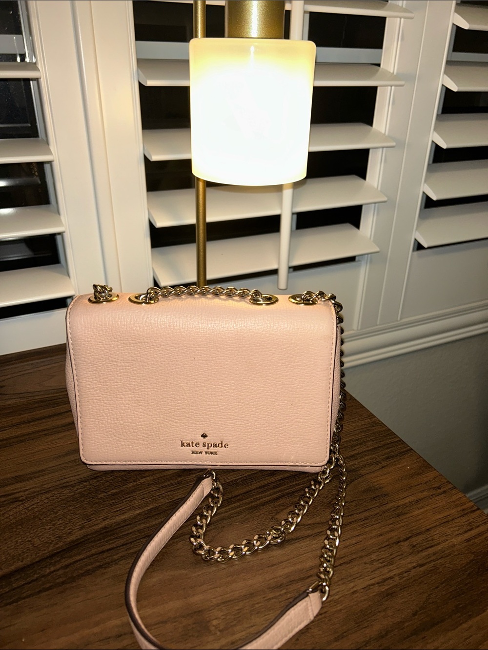 kate spade Blush Pink Pebbled Leather Chain Crossbody